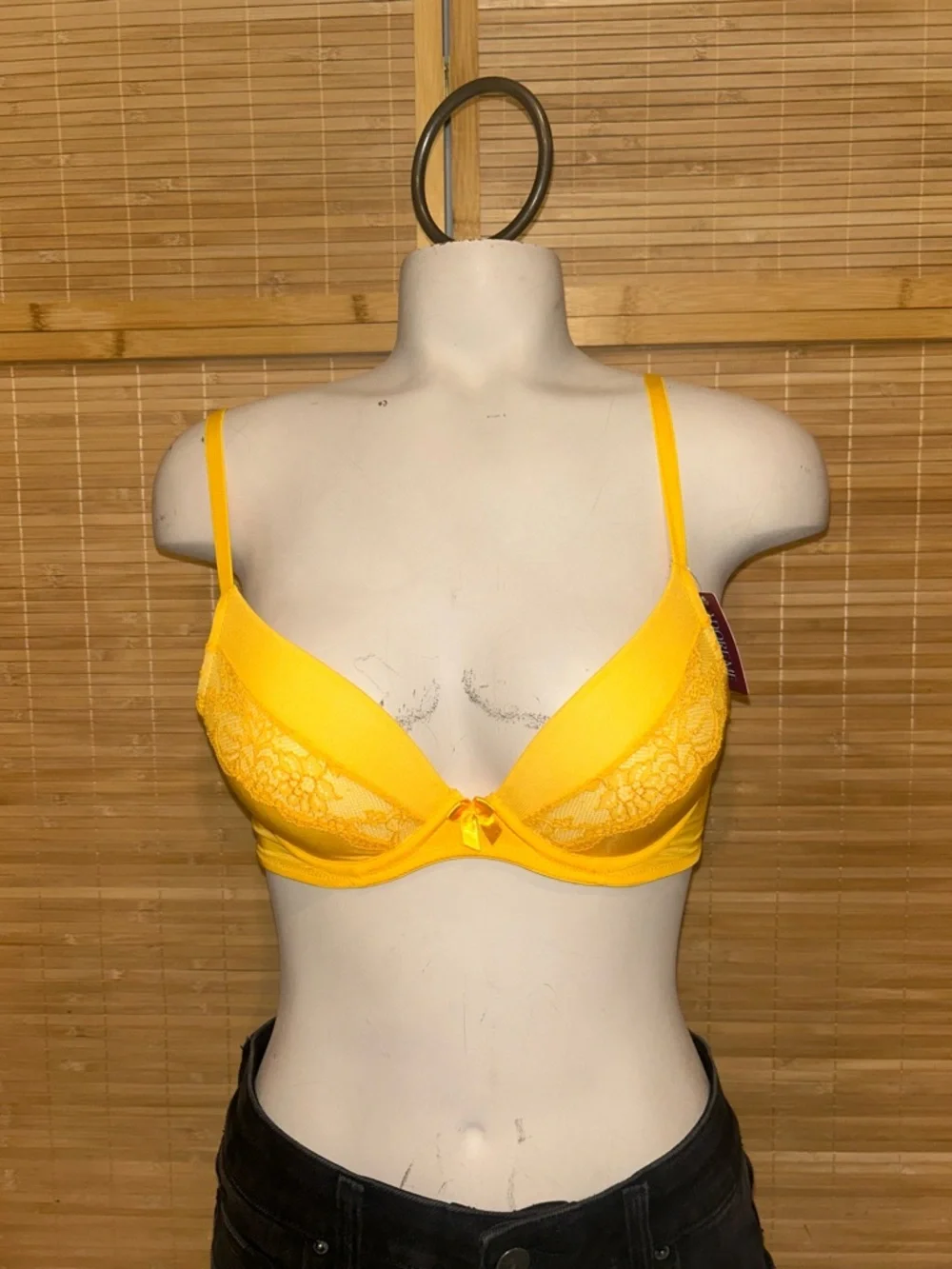 Adore Me Mirianne Push Up Bra dark yellow lace woman’s 34A NEW
